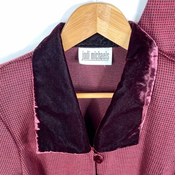 Vintage Jodi Michaels Red Houndstooth Skirt Suit Small - Picture 2 of 8